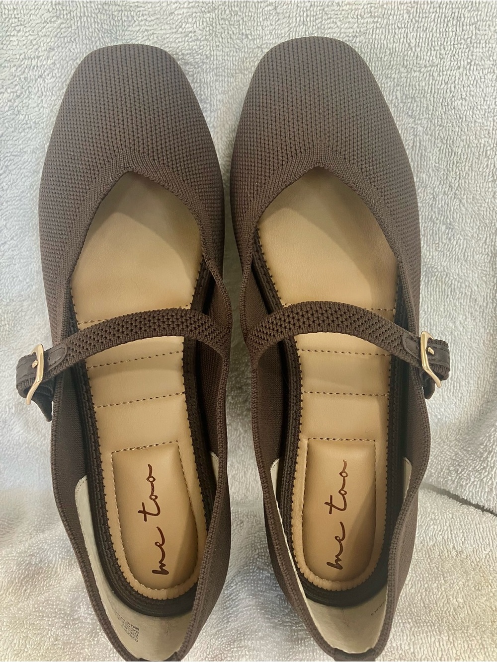 Breathable Mary Jane Flats in Brown